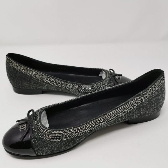 CHANEL Metallic Shimmery with Mini Chains Ballet Flats - Picture 5 of 10